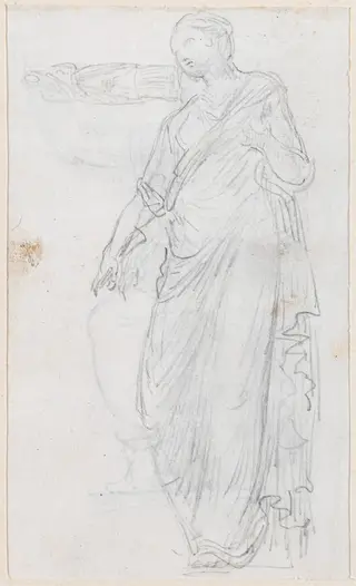 Woman in Toga [verso], by Hubert Robert, graphite, 1760
