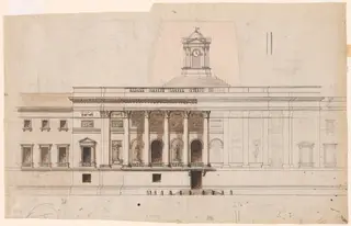 Architectural Study, by Giuseppe Valeriani, ink, 1701
