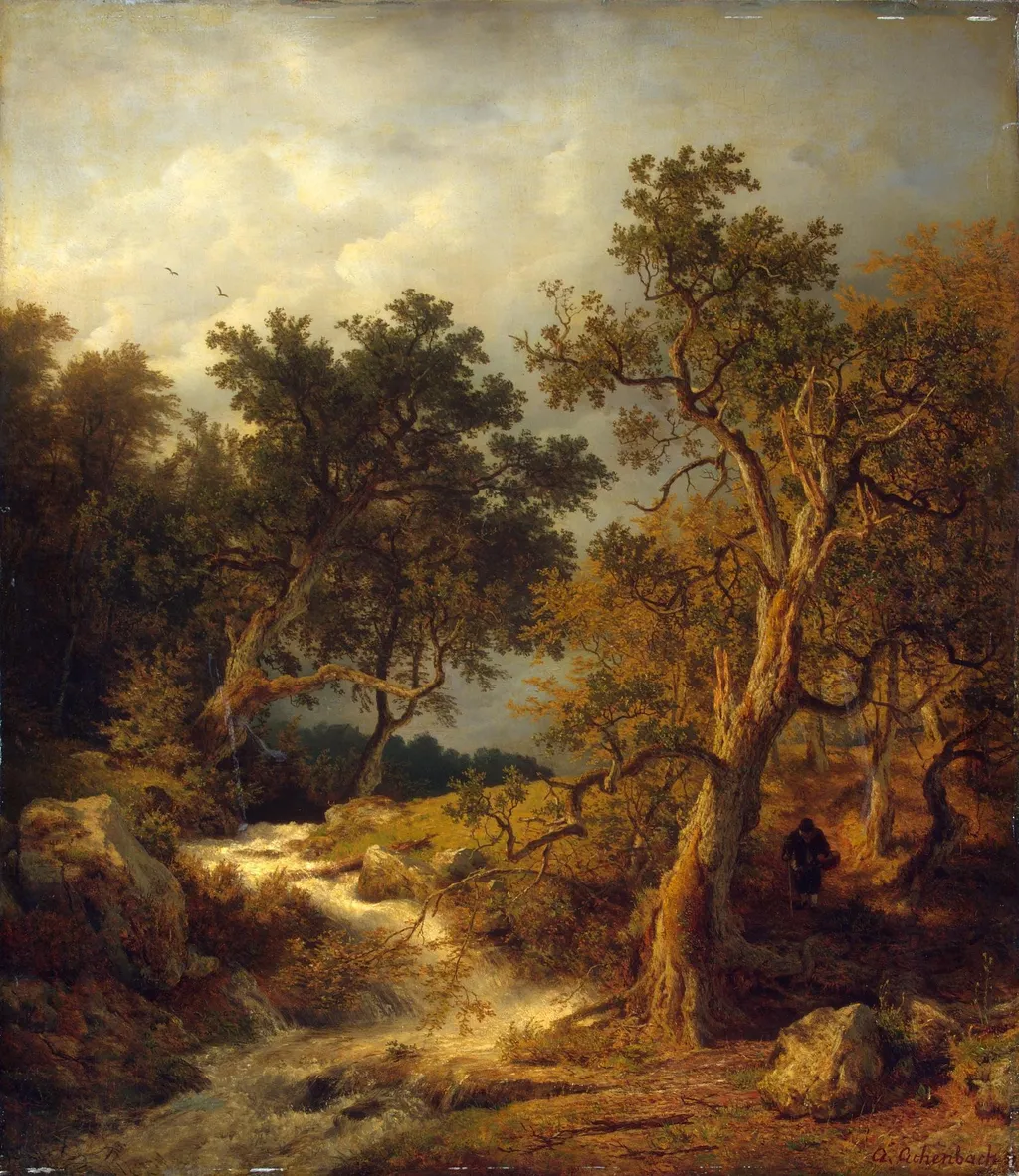 Landscape with a Stream, by Andreas Achenbach, oil, 1851