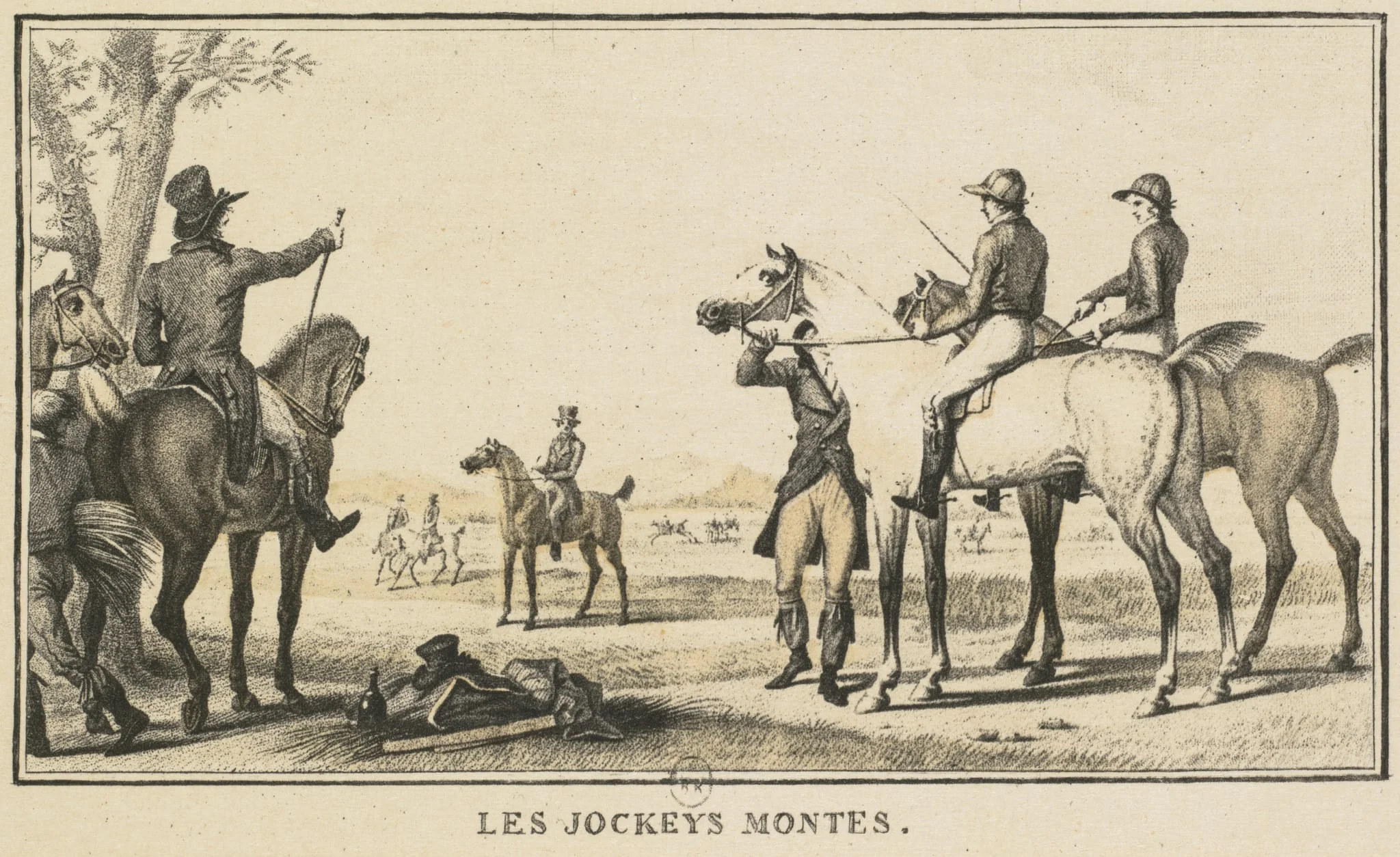 Racing Scenes: The Jockey Mounting the Horse (Scènes Hippiques: Le jockey montant a cheval), detail