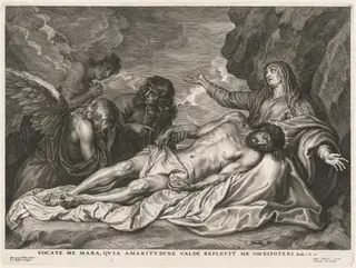 Virgin Supporting the Dead Christ, by Schelte Adams Bolswert, ink, 1622