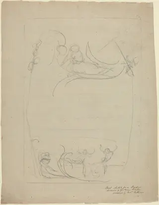 An Armed Man Spurning a Woman [recto], by William Blake, graphite, 1792