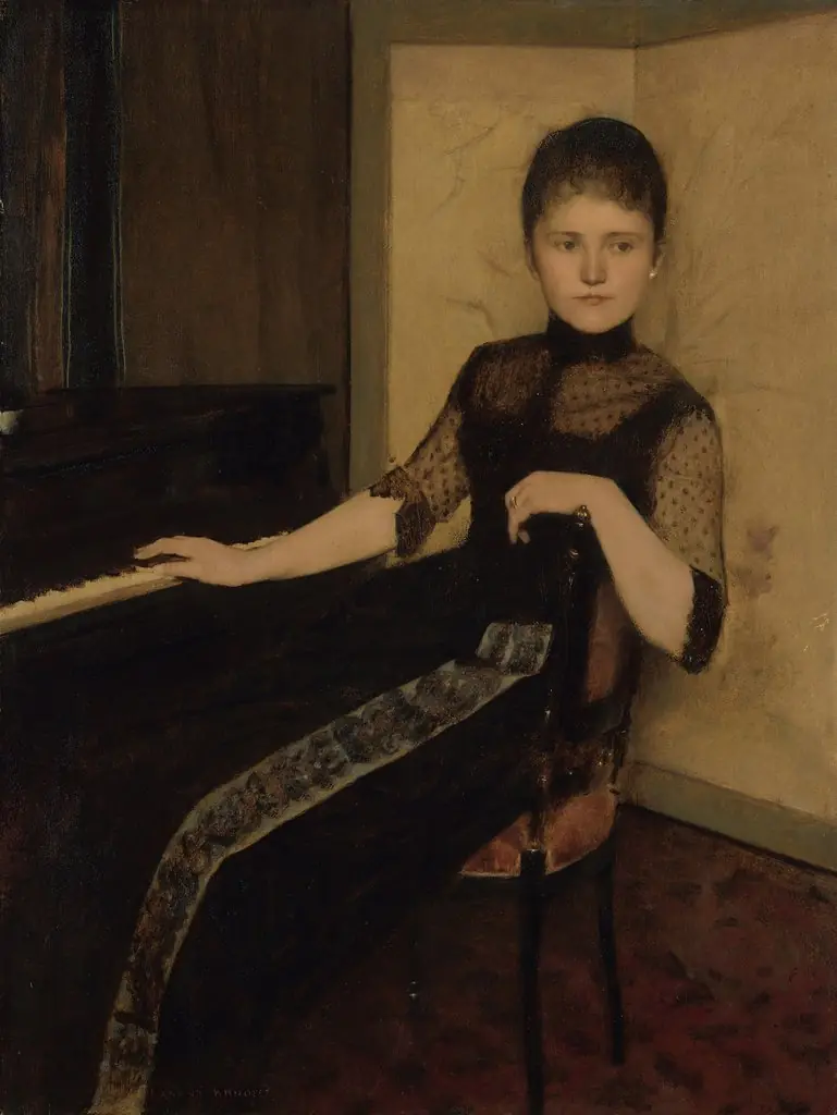 Portret van jonkvrouwe Maria Francisca Louisa Dommer van Poldersveldt (Ubbergen 1848 - 1925 ’s-Hertogenbosch), by Fernand Khnopff, oil, 1894