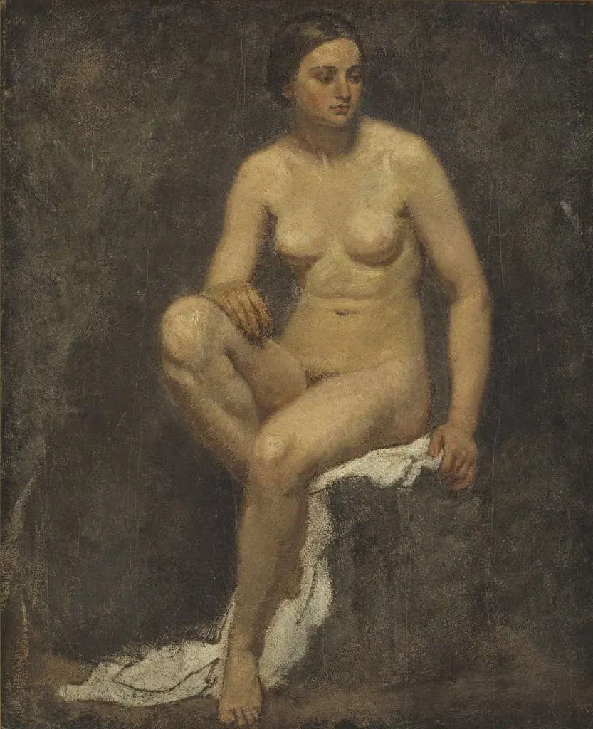 Female Nude in the Studio of Thomas Couture, by Lorenz Frølich, oil, 1852