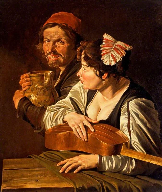 A Man with a Jug and Girl with a Viol, detail