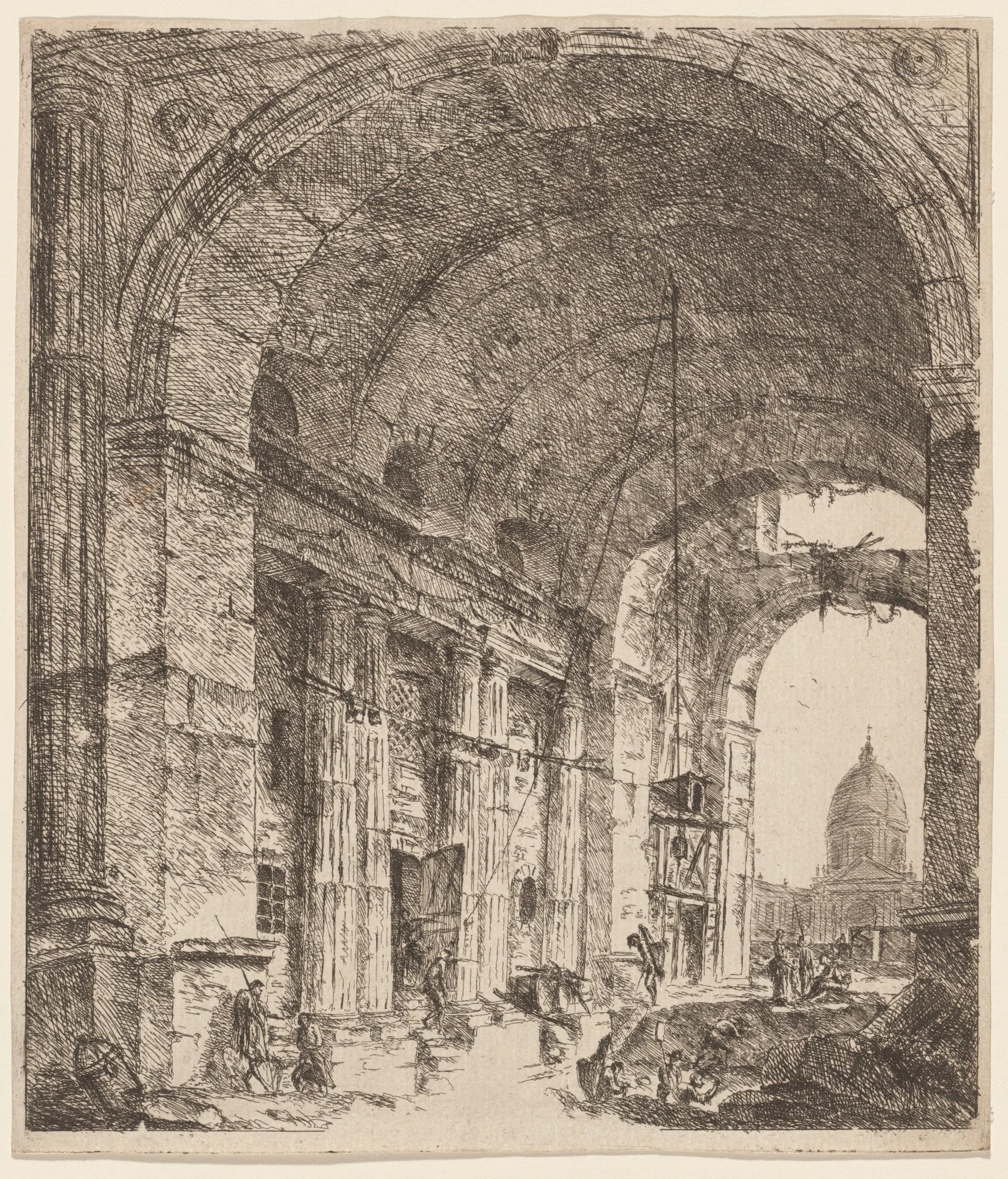 A Ruined Vault with a Vista of Saint Peter’s, detail