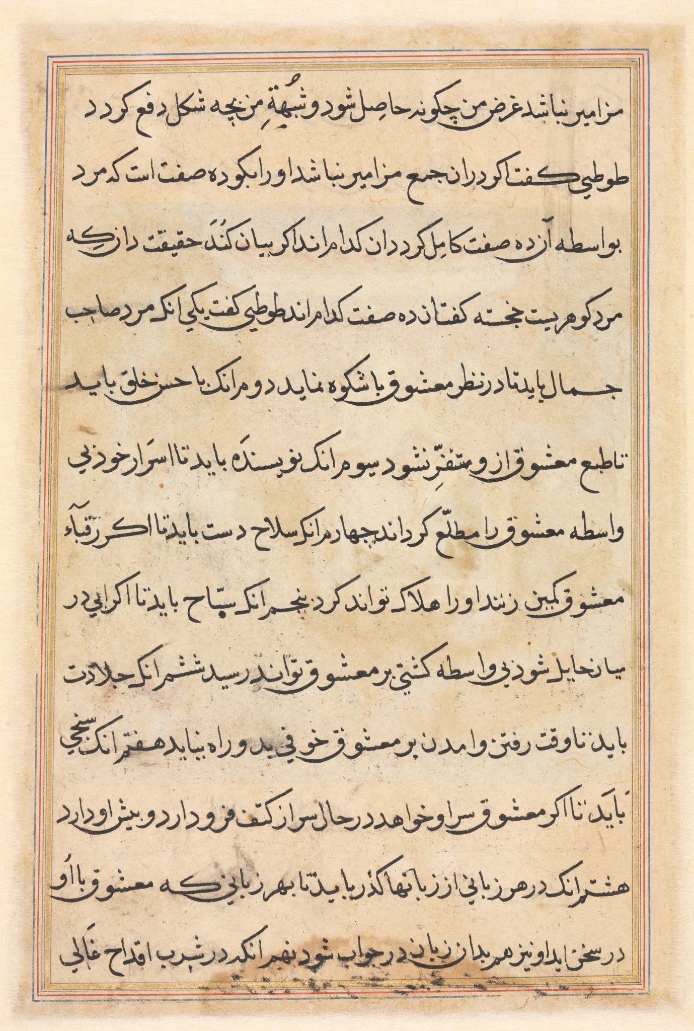 Page from Tales of a Parrot (Tuti-nama): text page, detail