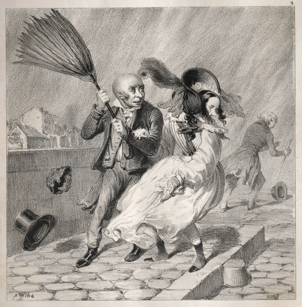 Bambochades:  Vois-tu que mon baromêtre est au beau!...c'est un riche temps pour les biens de la terre!!!, by Clémente Pruche, 1841