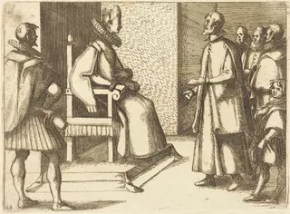 The Envoy of Tuscany Thanking the Queen, by Jacques Callot, ink, 1612