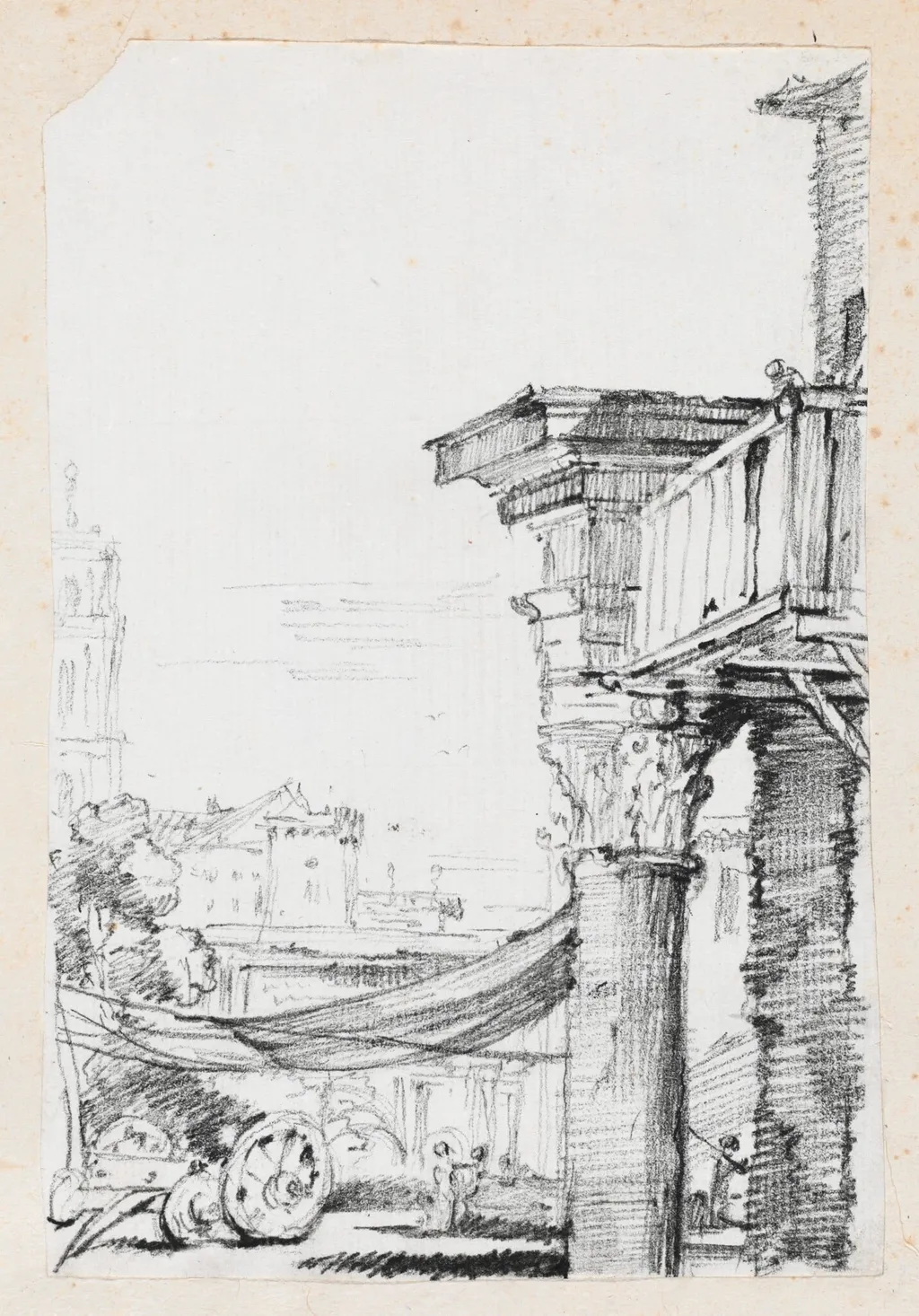 A Balcony in the Roman Forum, by Joseph-Marie Vien, graphite, 1747