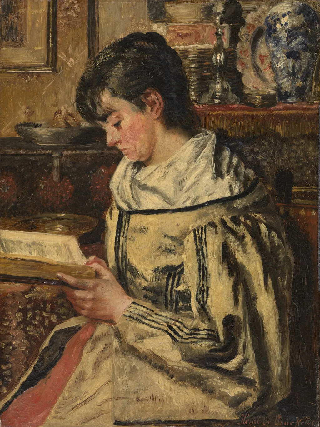 Woman Reading, by Henri de Braekeleer, oil, 1894