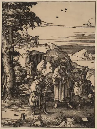Abraham Going to Sacrifice Isaac, by Lucas van Leyden, ink, 1518