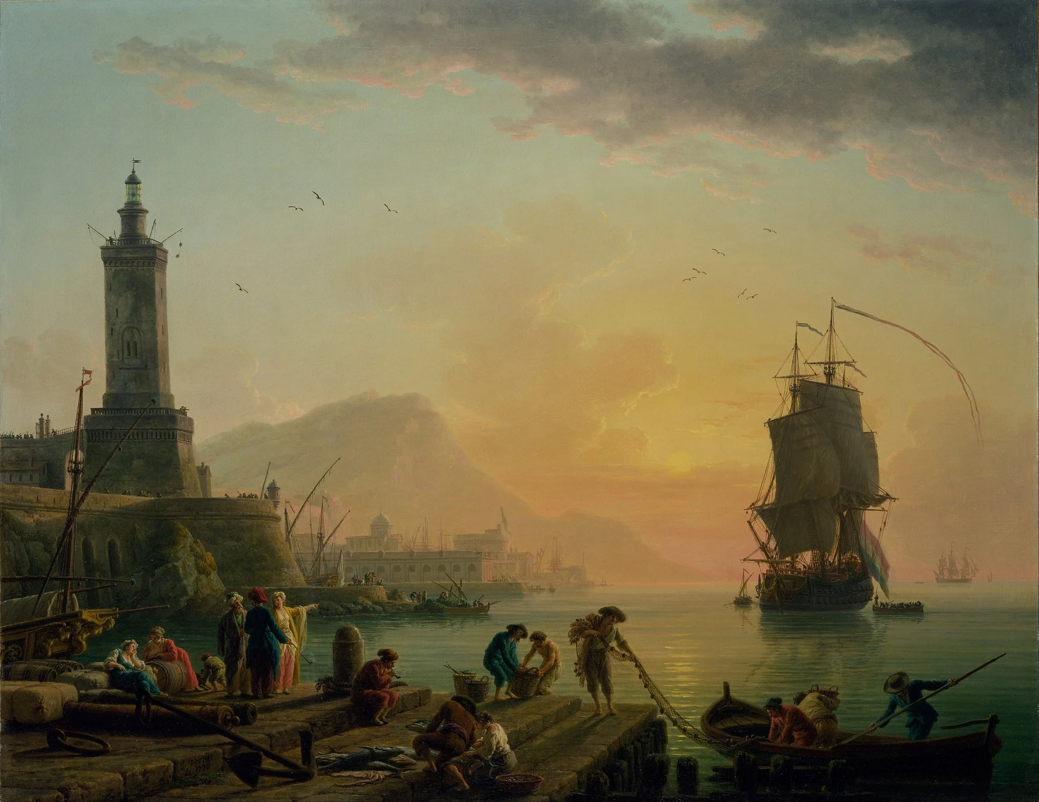A Calm at a Mediterranean Port, detail