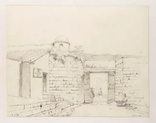A gateway with a domed turret, Macau, by George Chinnery, 19