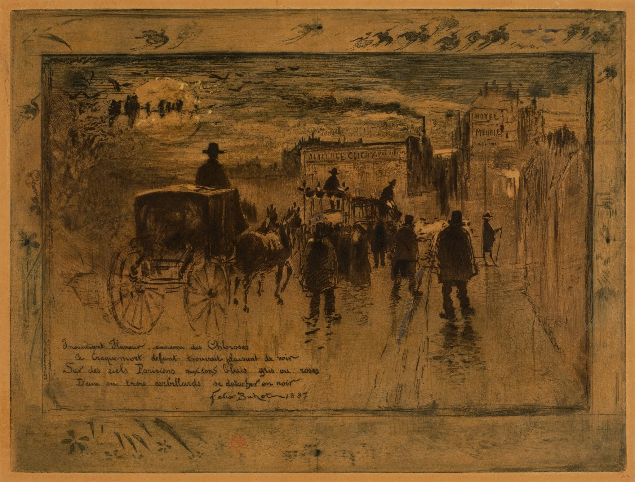 Convoi Funèbre au Boulevard de Clichy (Funeral Procession on the Boulevard de Clichy), detail