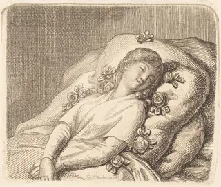 Dreaming on Roses, by Daniel Nikolaus Chodowiecki, ink, 1790