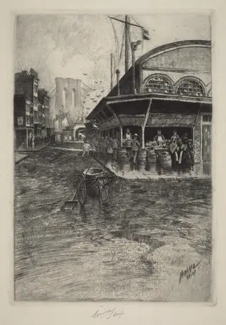 Catherine Market, by Charles Frederick William Mielatz, ink, 1905