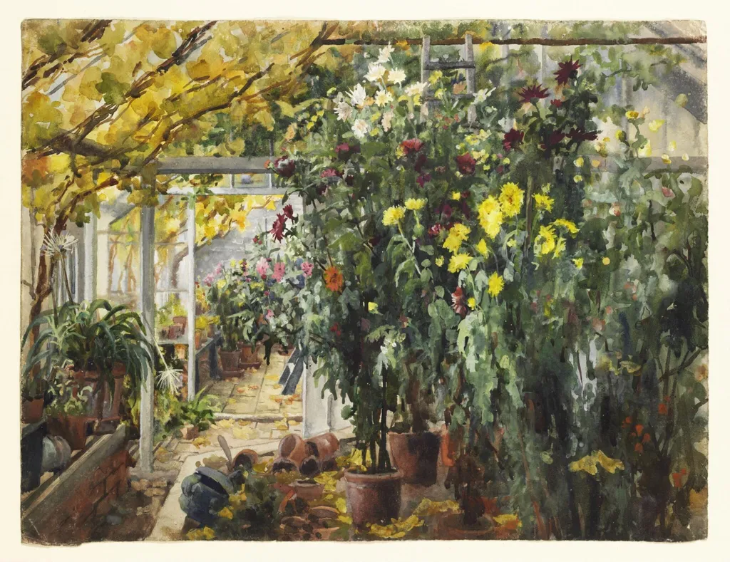 Conservatory at Renishaw, by Edith Brearey Dawson, watercolor, 1905