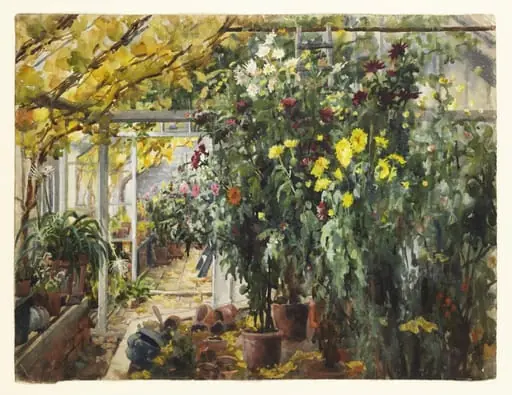 Conservatory at Renishaw, by Edith Brearey Dawson, watercolor, 1905