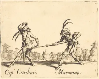 Cap. Cardoni and Maramao, by Jacques Callot, ink, 1622