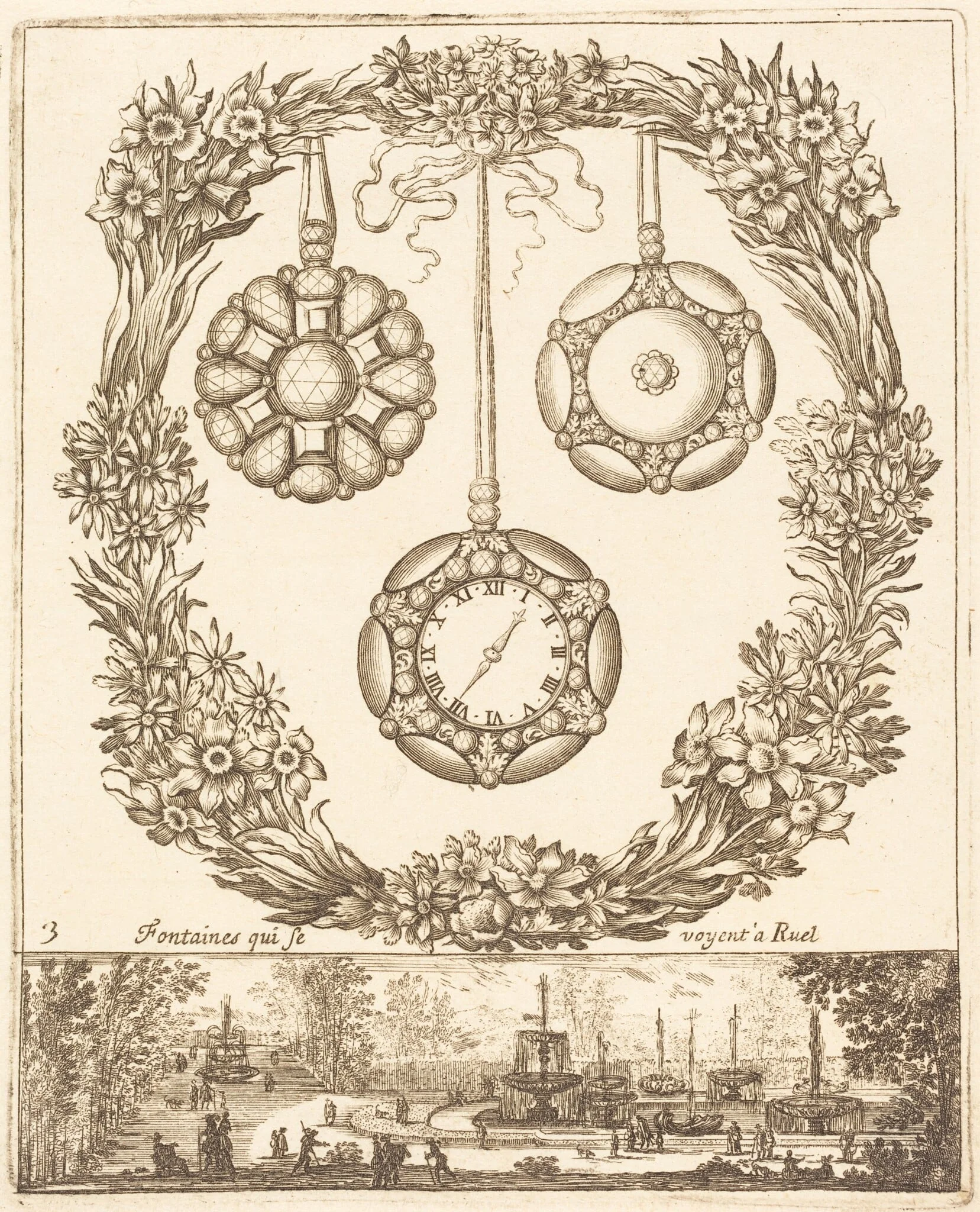 Fontaines qui se voyent a Ruel, detail