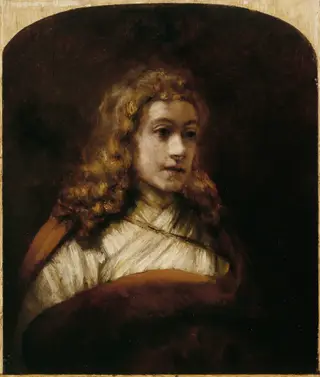 Titus Posing for a Study of an Angel, by Rembrandt van Rijn, oil, 1661