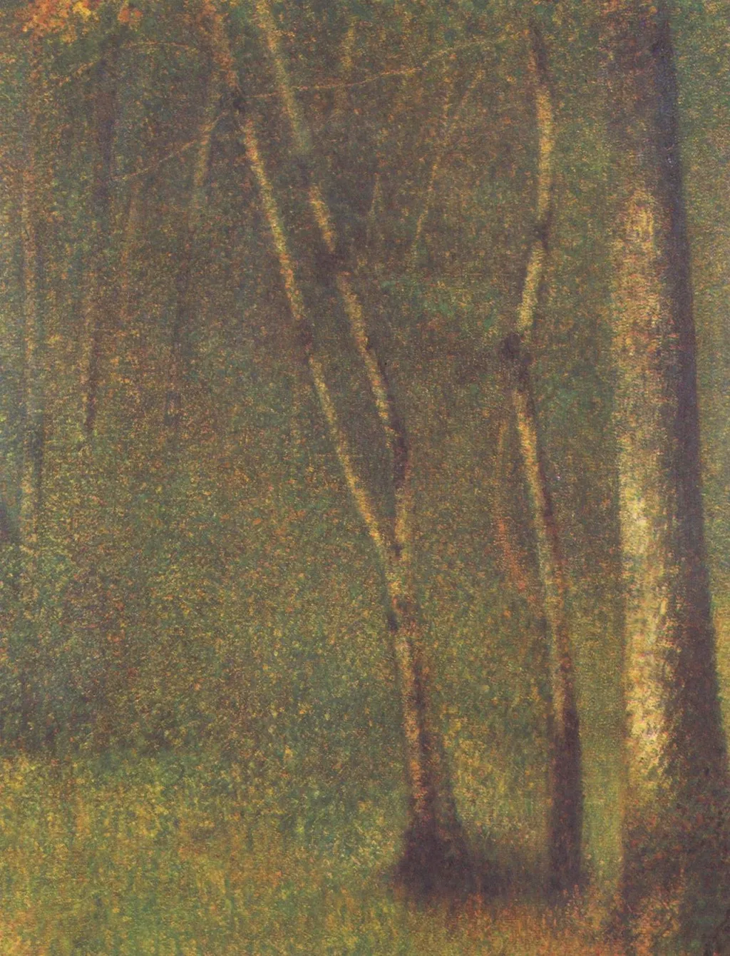 The Forest at Pontaubert, by Georges Seurat, oil, 1891