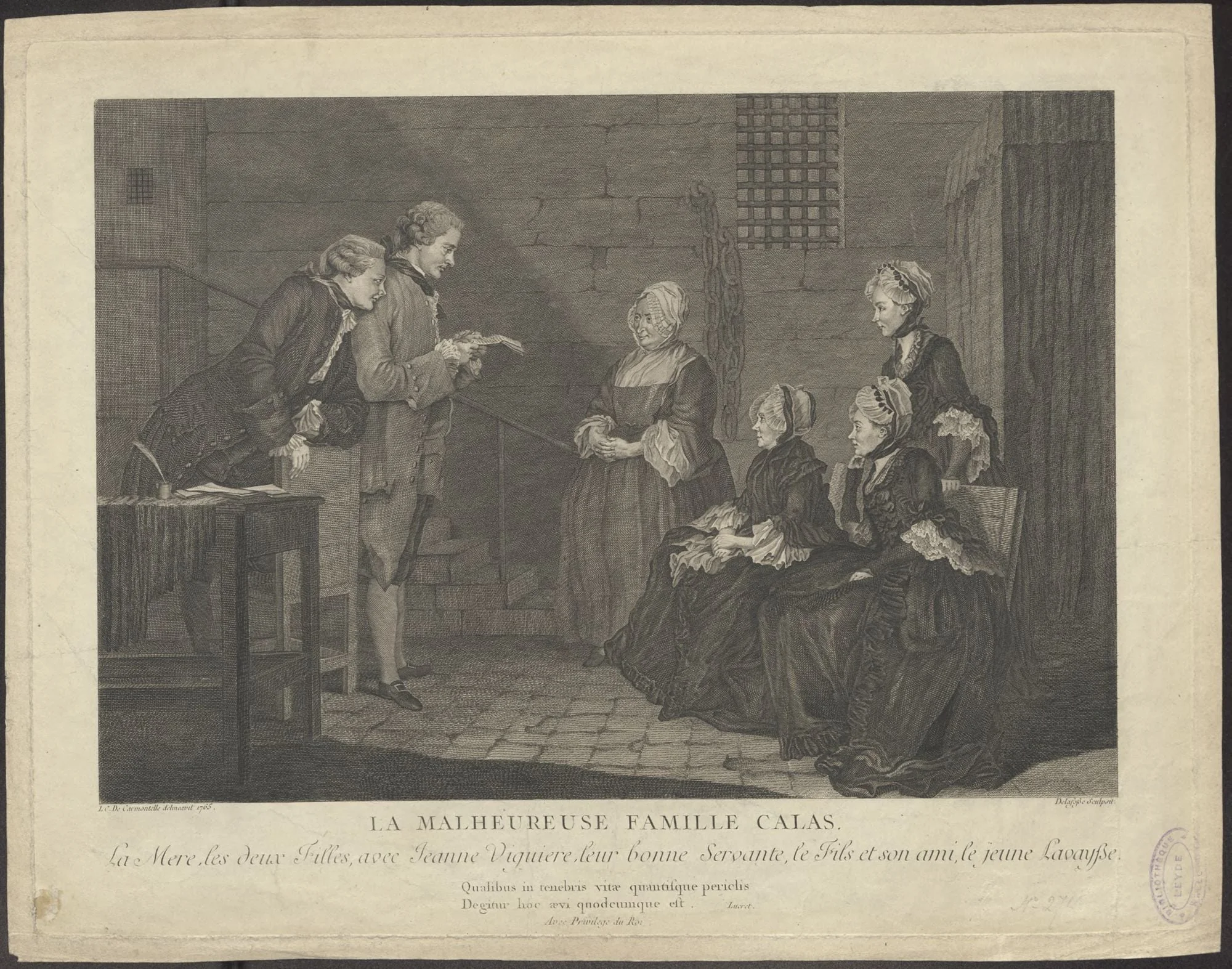 History print 'The unhappy family of Calas', detail