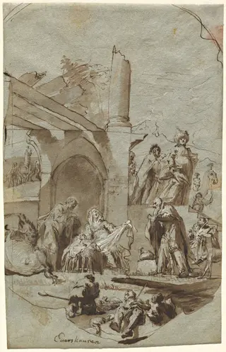 The Adoration of the Magi, by Georg Anton Urlaub, ink, 1752
