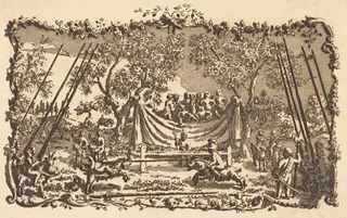 The Tournament of Love, by Antoine Carrée, ink, 1782