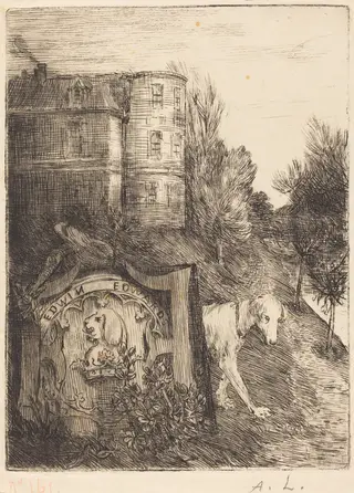 Ex-Libris Edwin Edwards, by Alphonse Legros, ink, 1874