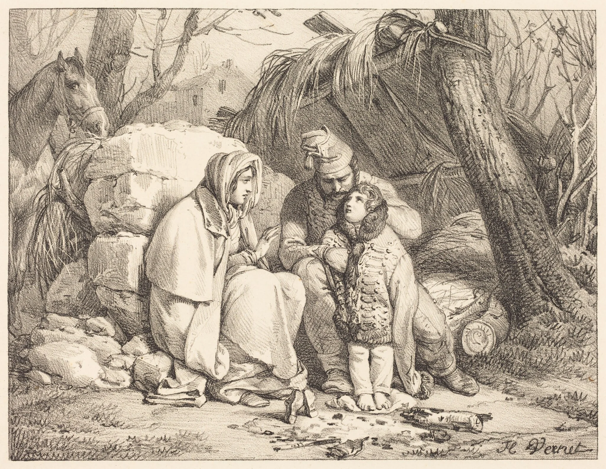 Soldier's Family Encamped, detail