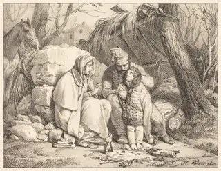 Soldier's Family Encamped, by Horace Vernet, ink, 1818