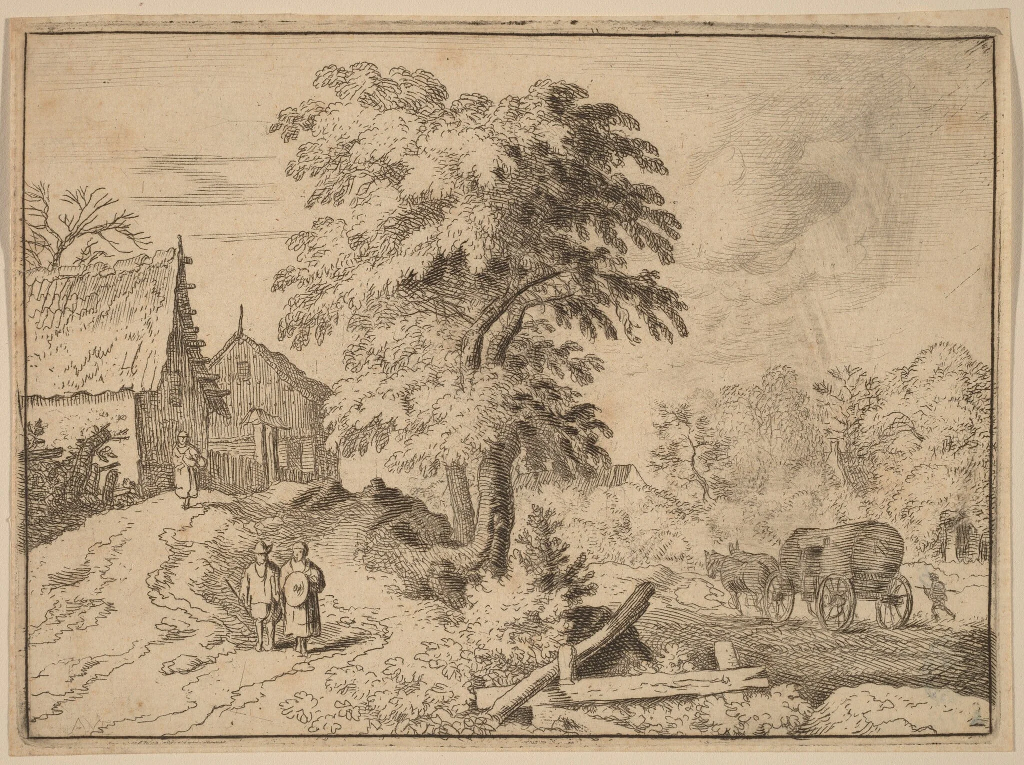 Cart with Two Draft Horses, detail
