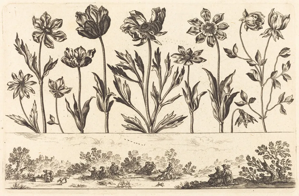 Flower Print no.1, by Nicolas Cochin, ink, 1645