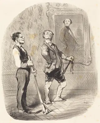 Il y a trois mois, m'sieu l'vicomte posait... comme ça..., by Honoré Daumier, ink, 1848