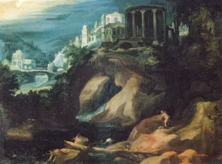 Landschaft mit Sibyllentempel, by Paul Bril, oil, 1598