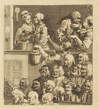 The Laughing Audience, by William Hogarth, ink, 1733