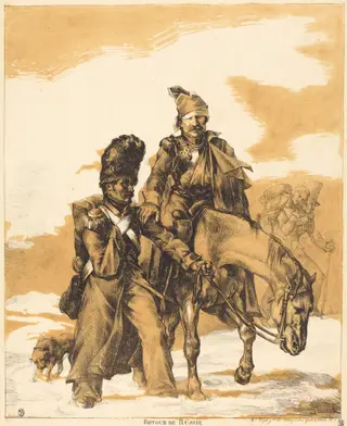 Retreat from Russia (Retour de Russie), by Théodore Géricault, ink, 1818