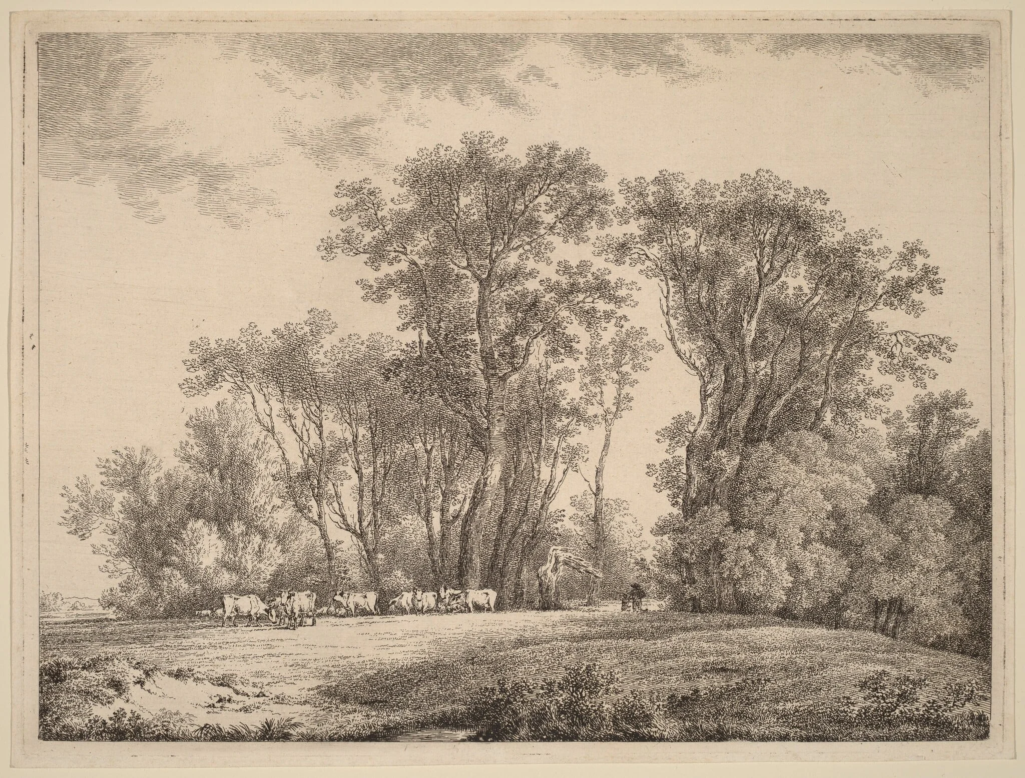 A Meadow with Cattle at the Edge of a Wood, detail