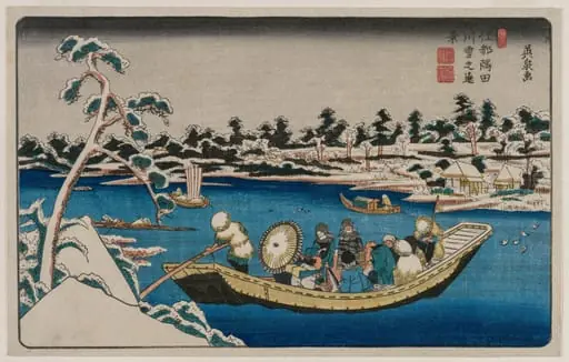 A Distant View of Snow on the Sumida River in Edo, by Keisai Eisen, 1834