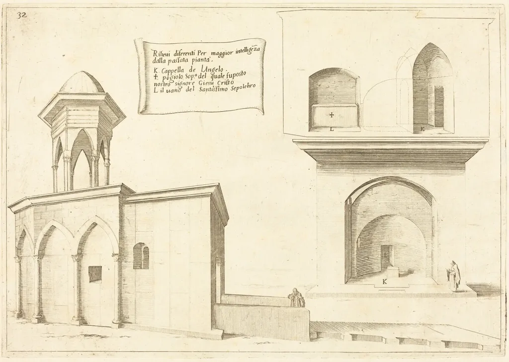 Elevation of the Church of the Holy Sepulchre, by Jacques Callot, ink, 1619
