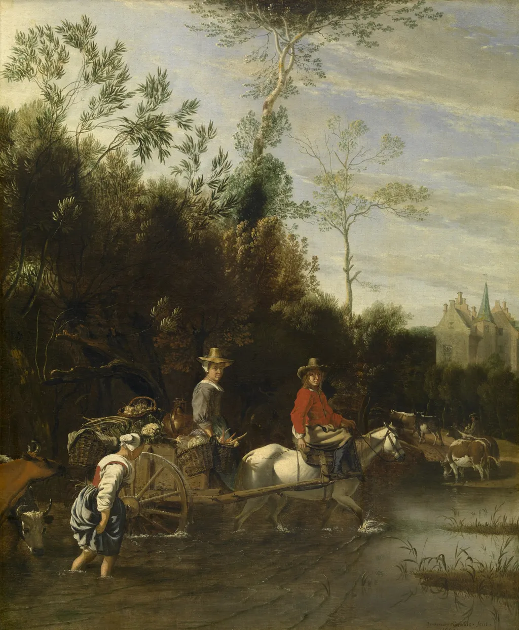 Shallow Water near a Castle, by Johannes Siberechts, oil, 1661
