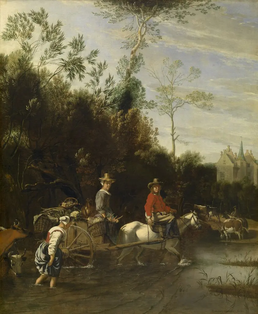 Shallow Water near a Castle, by Johannes Siberechts, oil, 1661