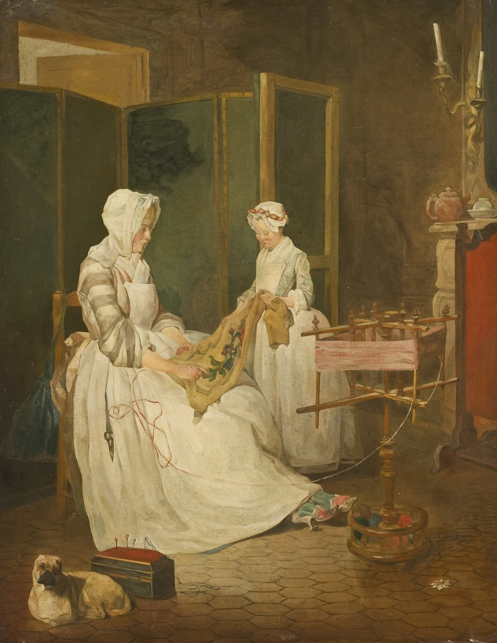 The Diligent Mother, detail
