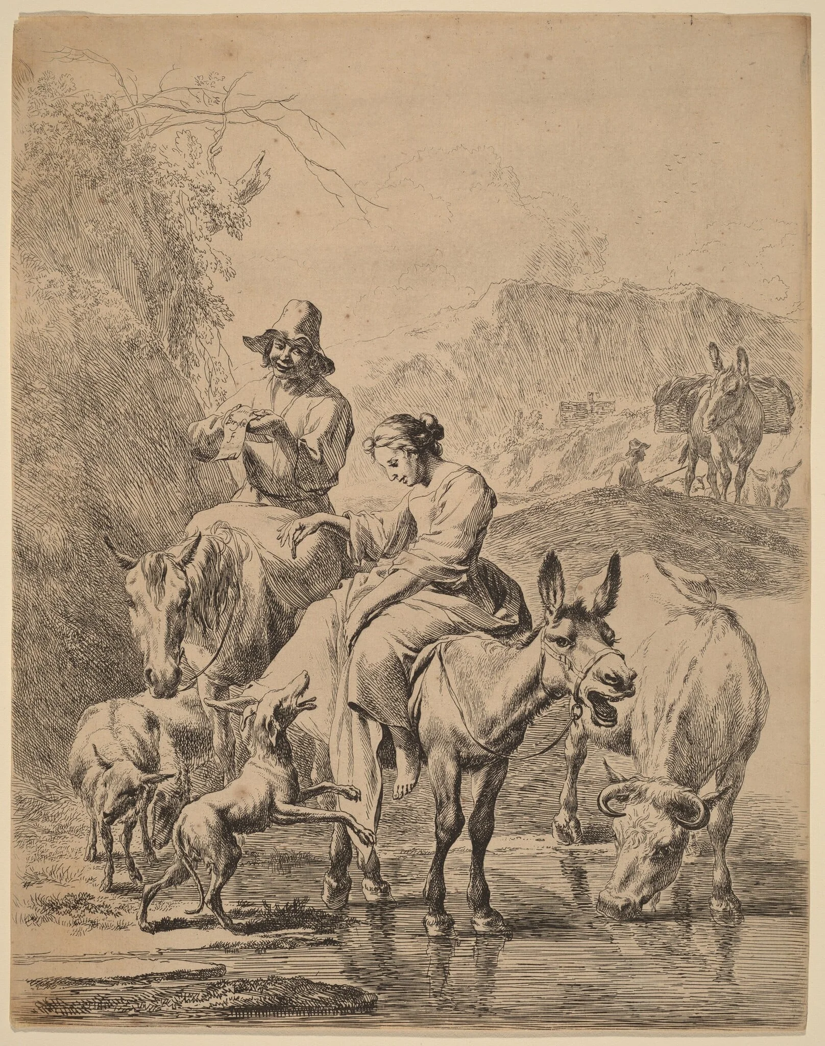 Shepherdess on a Donkey, detail