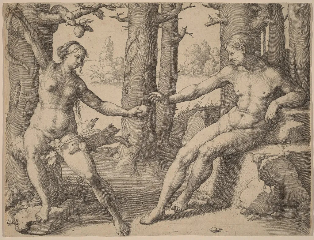 The Fall of Man, by Lucas van Leyden, ink, 1530