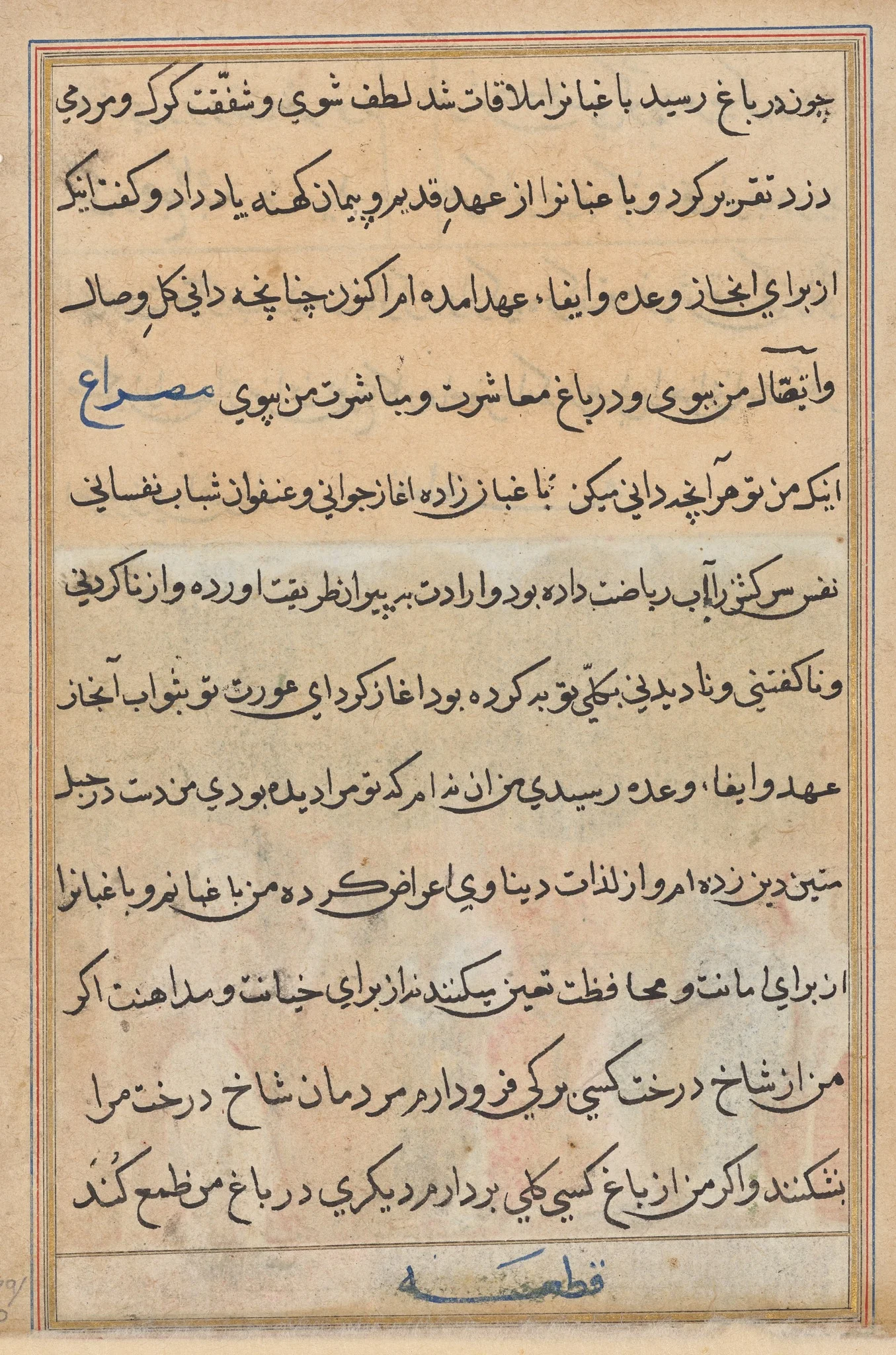 Page from Tales of a Parrot (Tuti-nama): text page, detail