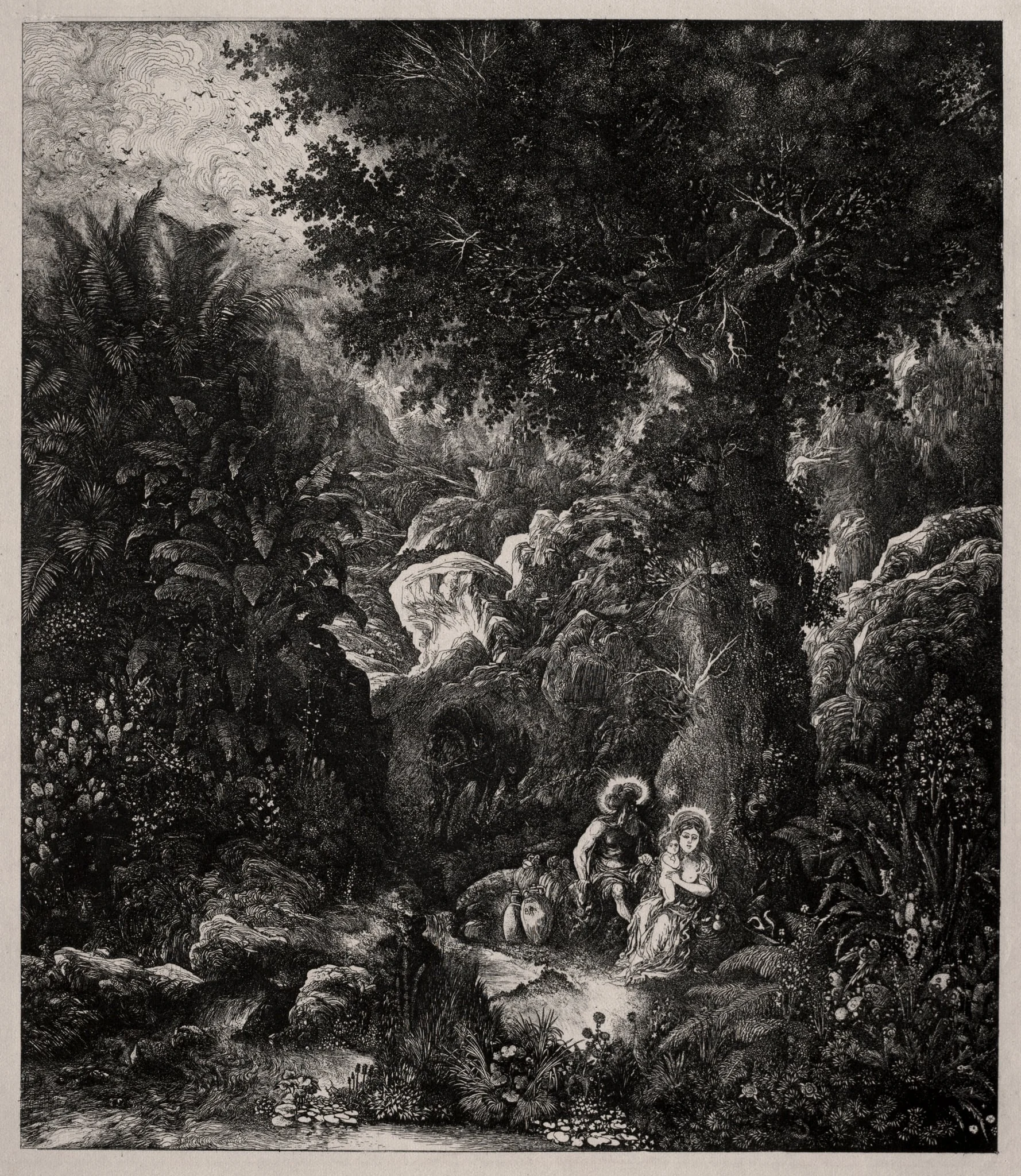 Rest on the Flight into Egypt with a Saddled Donkey, detail