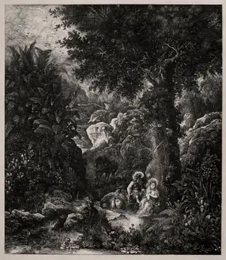 Rest on the Flight into Egypt with a Saddled Donkey, by Rodolphe Bresdin, 1871